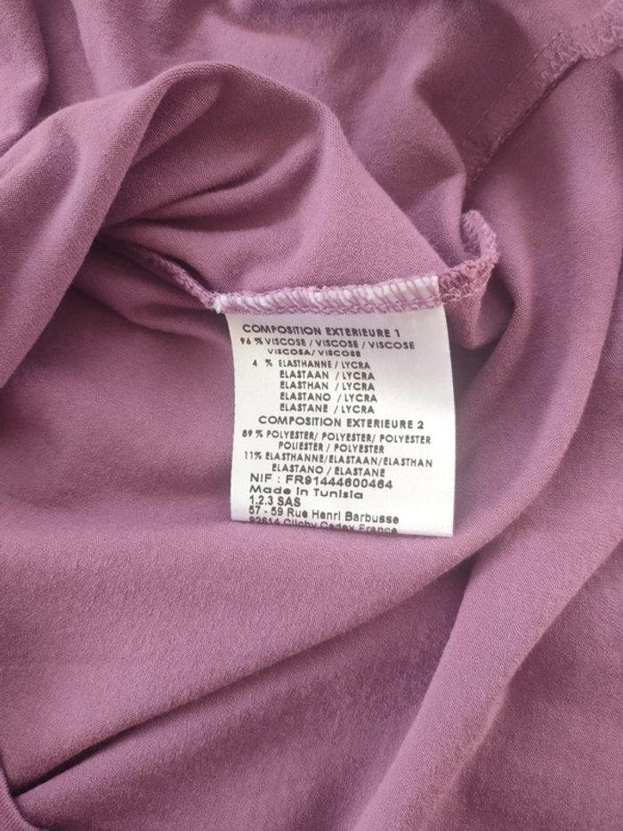 tee shirt 123 a col satin parme 38/40 - photo numéro 3