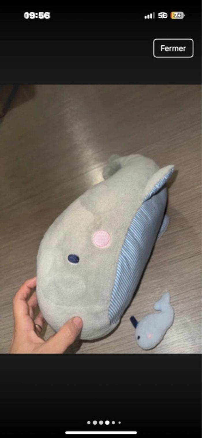 Peluche baleine et son bébé baleine jacadi peu servie - photo numéro 3