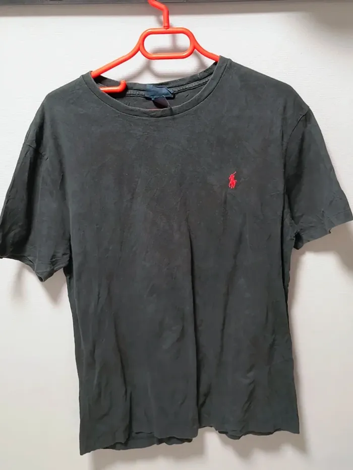 T-shirt noir Ralph Lauren vintage - Logo rouge brodé - Taille M - photo numéro 2