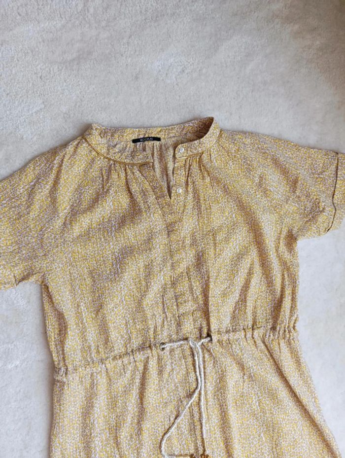 Petite robe d'été Kookaï jaune et doré motif léopard 38 coton et fibres métallisées - photo numéro 7
