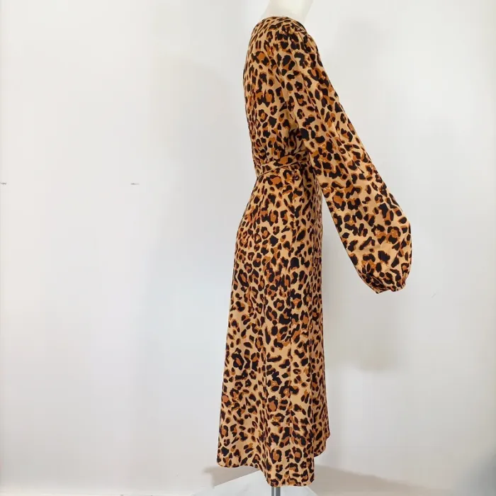 Robe Léopard, robe portefeuille - à nouer, taille fine - robe d'été longue couverte A397 - photo numéro 10