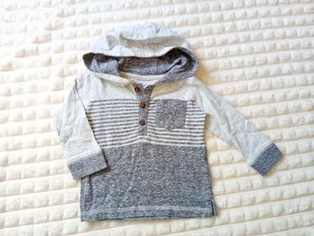 Pull à capuche garçon 9/12mois 🩶🤍