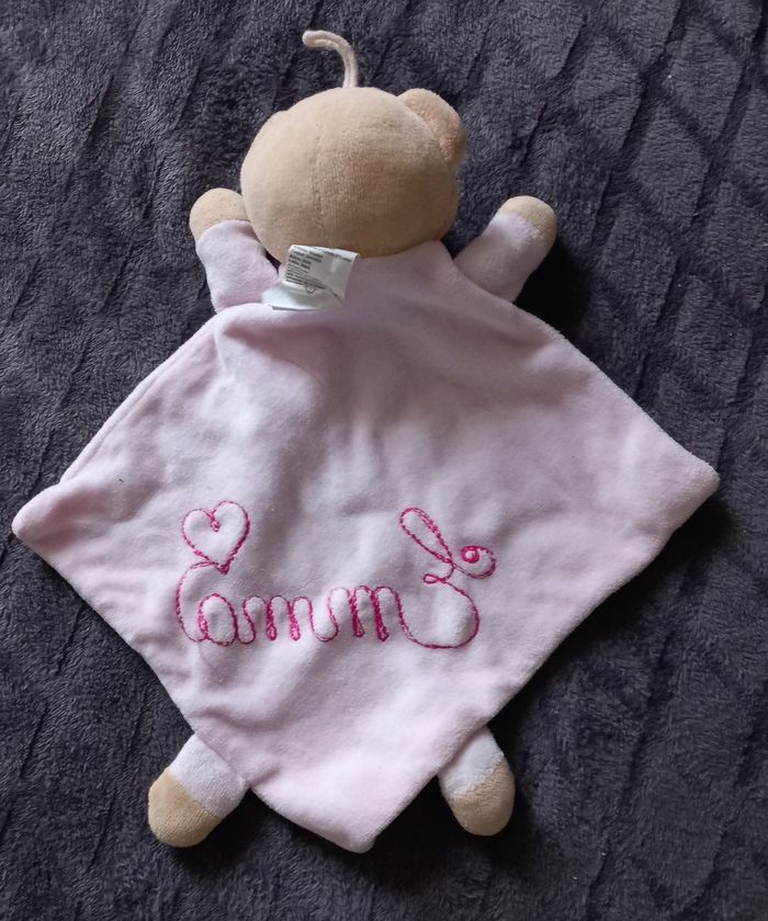 Doudou plat losange ours Nanna rose- Emma- Ilmaplast - photo numéro 2