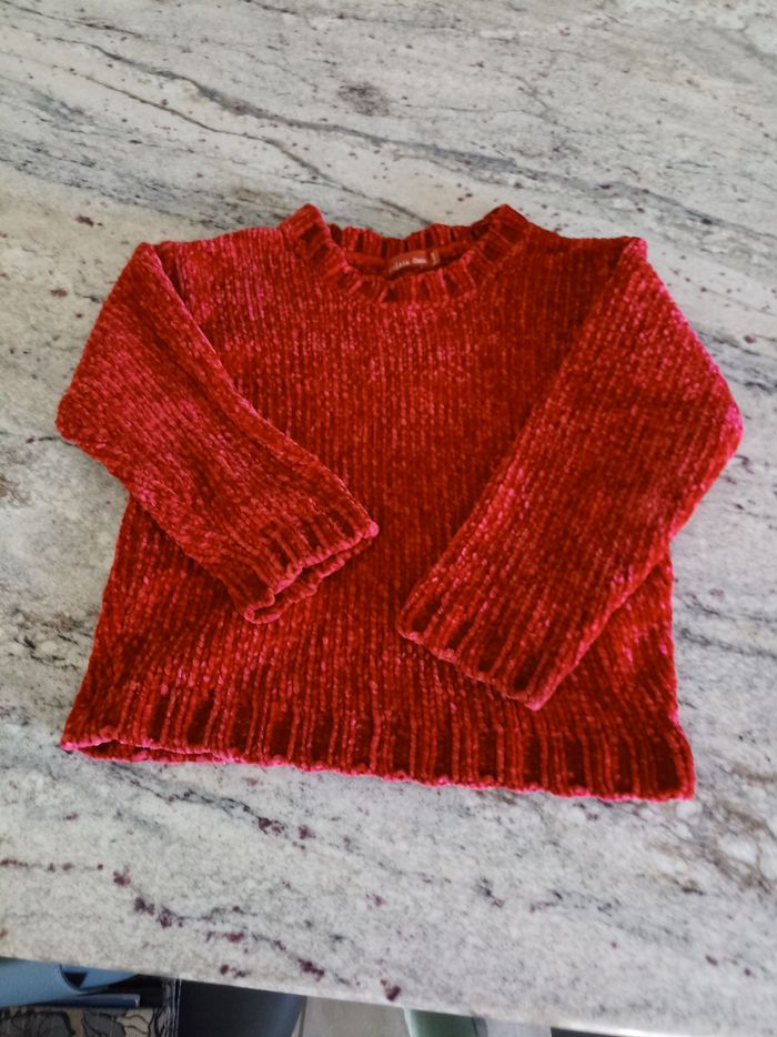 Joli pull rouge en polyester TisSaia pour fille de 5 ans - photo numéro 2