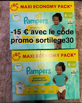 Deux carton de couches Pampers maxi economy taille 6 premium