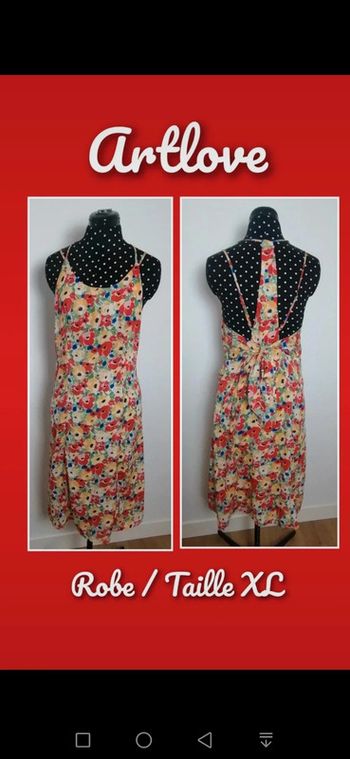 Robe d'été à fleurs multicolores Taille XL ArtLove
