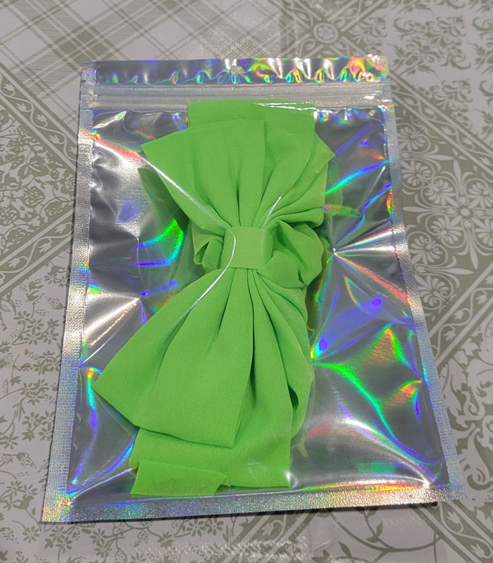 BARETTE CHEVEUX NOEUD VERT FLUO ! NEUF ! - photo numéro 4