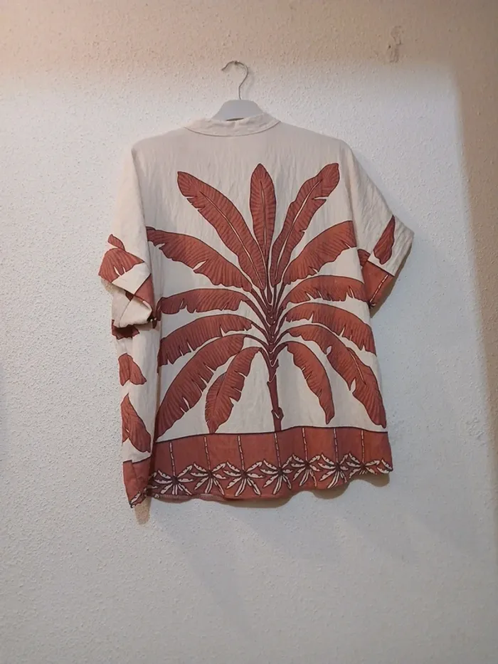 Blouse beige/rose fluide,légère taille unique - photo numéro 4