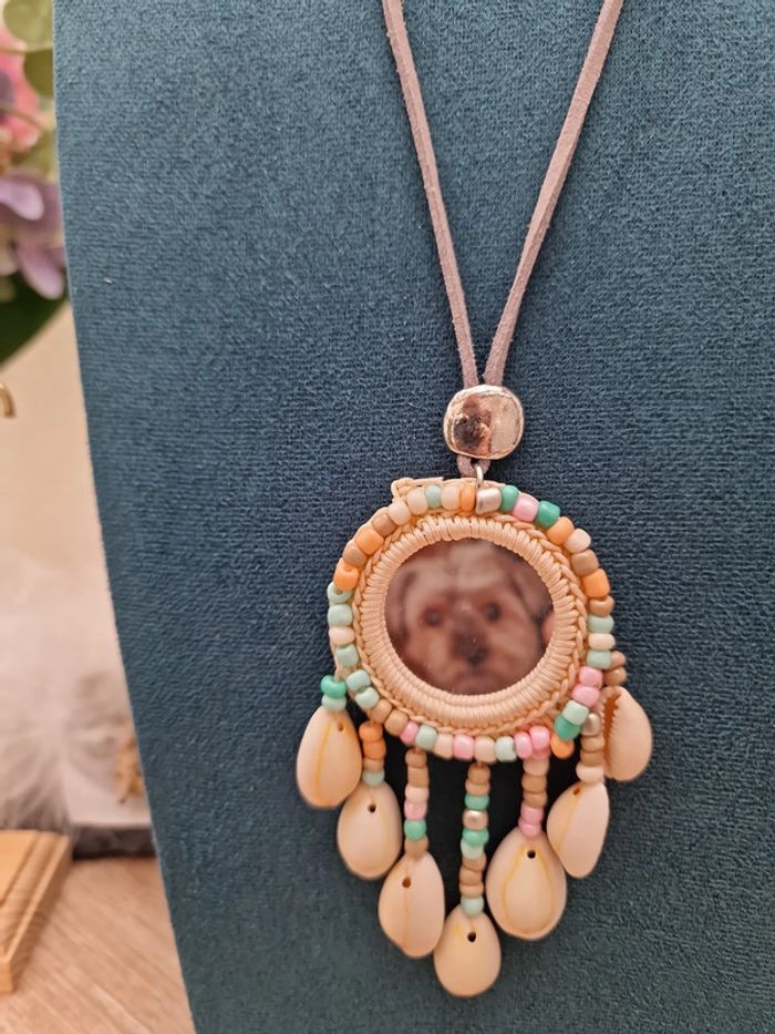 Collier Sautoir Miroir Boheme Macramé Attrape Reves Coquillages Perles - photo numéro 6