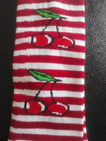 Guêtres motif rayé et cerises Neuves