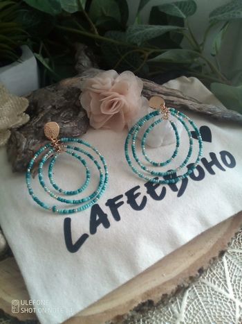 Créoles summer perles de rocaille camaïeu de bleus