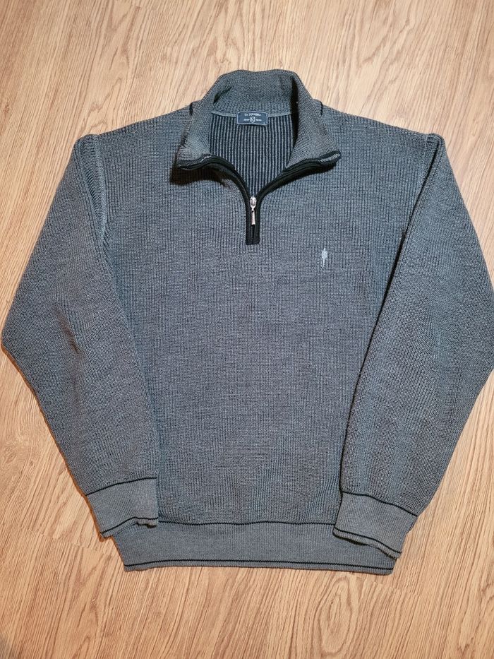 Pull Half Zip Col Camionneur Vintage Gris La Squadra
