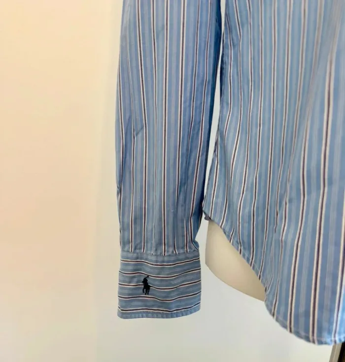 Chemise Ralph Lauren femme lignée bleue taille M parfait état - photo numéro 4