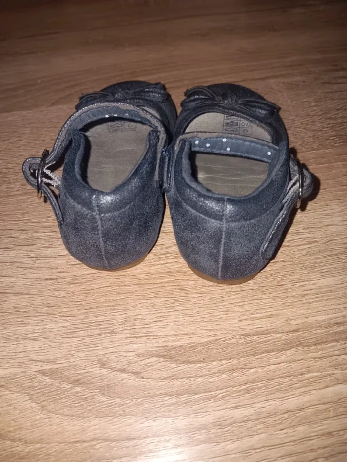 Ballerines bébé bleu taille 19 avec bride et nœud - photo numéro 4