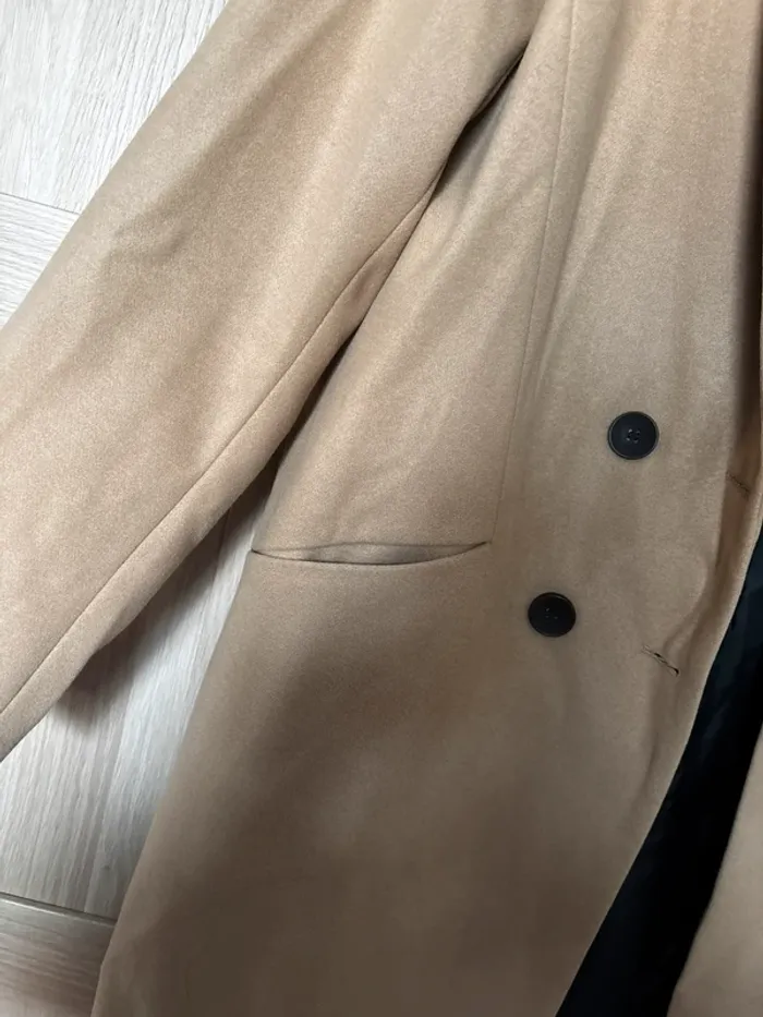 Manteau col tailleur aspect lainage beige KIABI t.44 - photo numéro 3