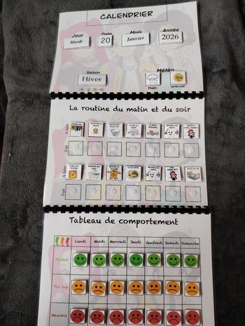Trio k pop fiches comportement plus ma routine plus calendrier 