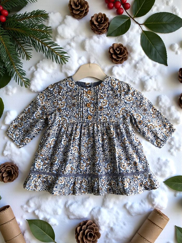 SERGENT MAJOR - NEW - 2P BÉBÉ FILLE IMPRIMÉ LIBERTY, ROBE + BOLÉRO REVERSIBLE 3M - photo numéro 4