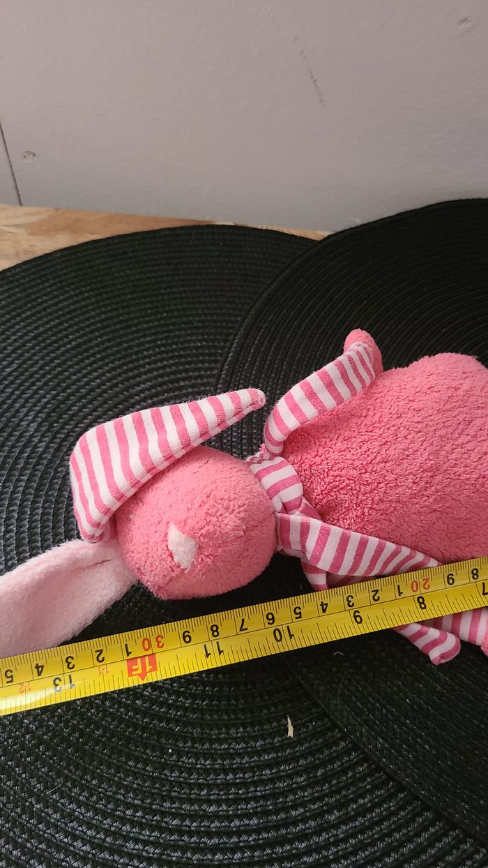 Bout'chou doudou lapin rose rayé écharpe - photo numéro 2