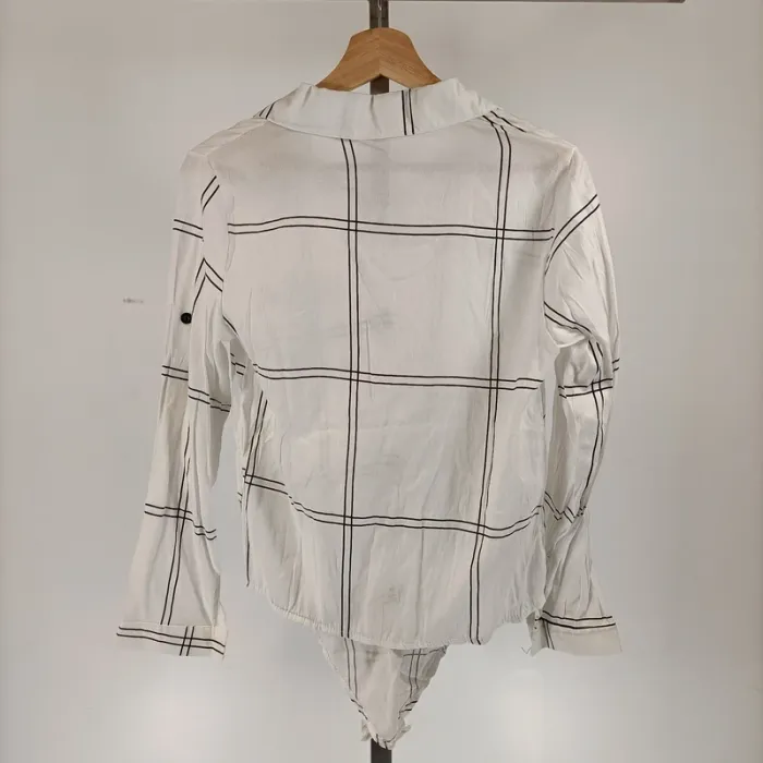 Chemise blanche à carreaux noirs - Taille S - A044 - photo numéro 6