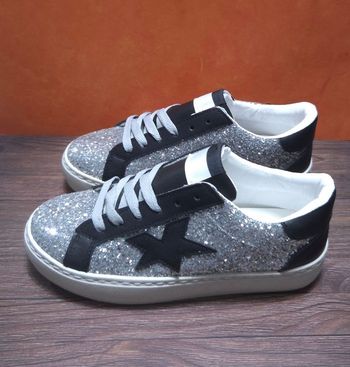 Baskets Femme Paillettes Argentées - Style Étoile Noire - Neuves Taille 41