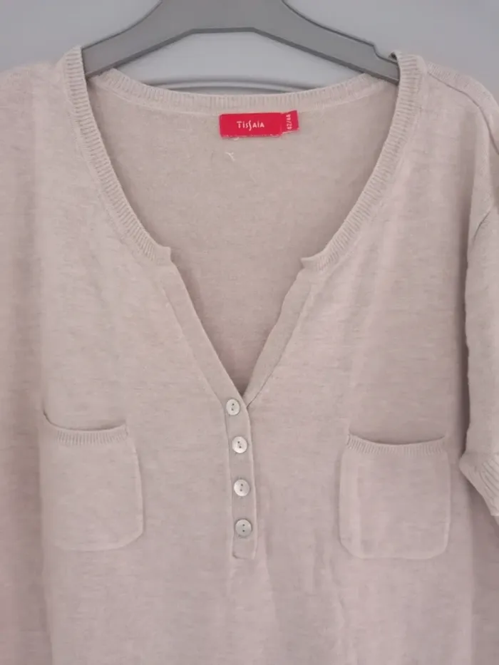 Pull manches courtes beige femme Tissaia taille - - photo numéro 5
