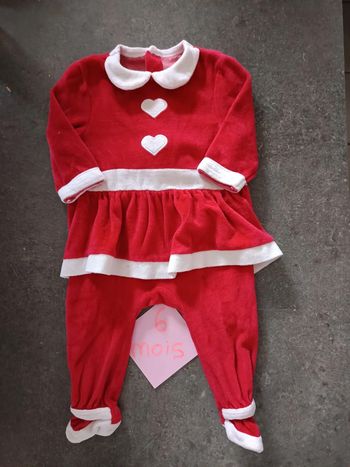 Pyjama rouge et blanc coeur 6 mois