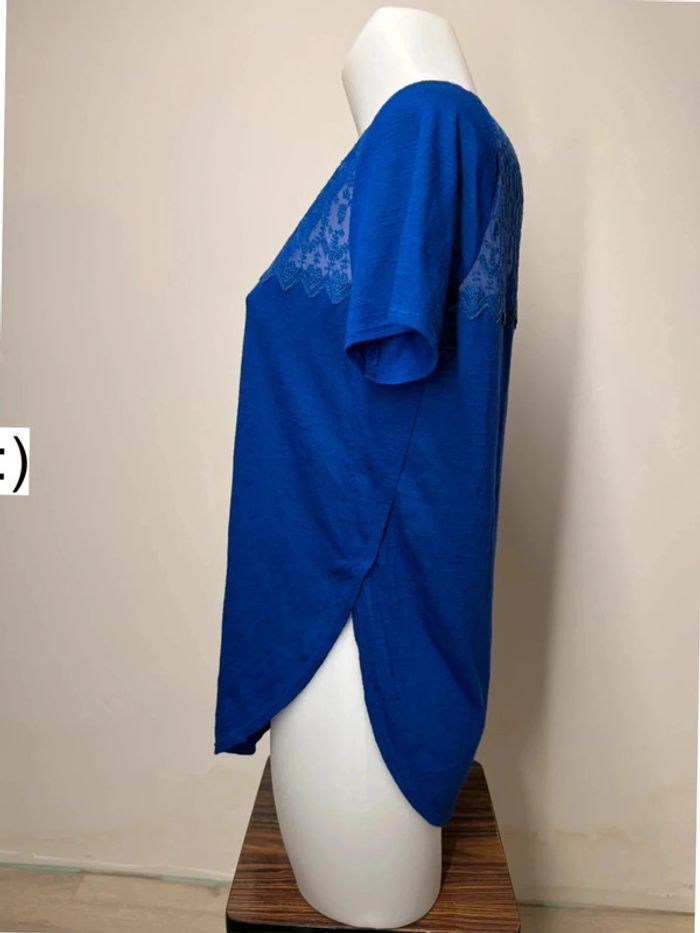 T-shirt The Kooples taille L bleu avec dentelle - photo numéro 3