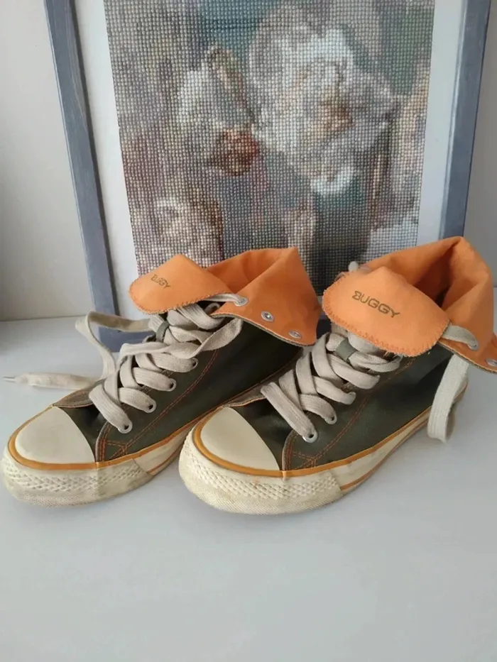 Baskets en toile kaki style convers taille 37 - photo numéro 4