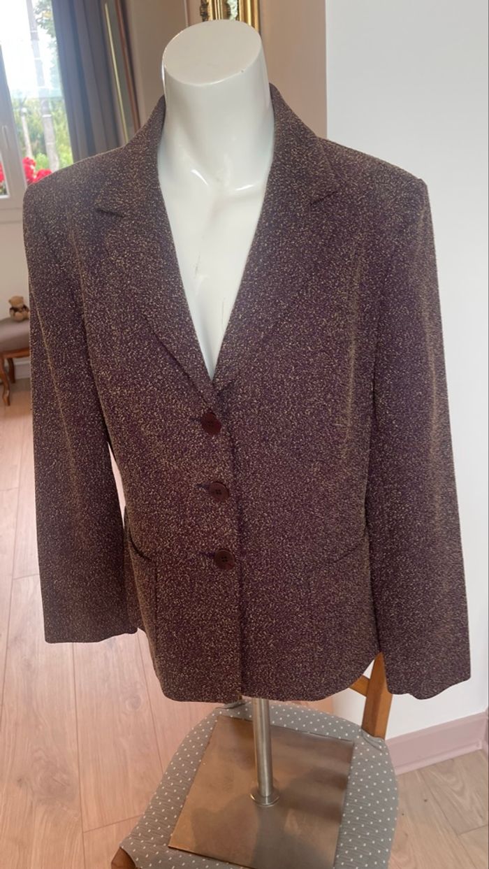 Veste courte violette mouchetée beige - photo numéro 4