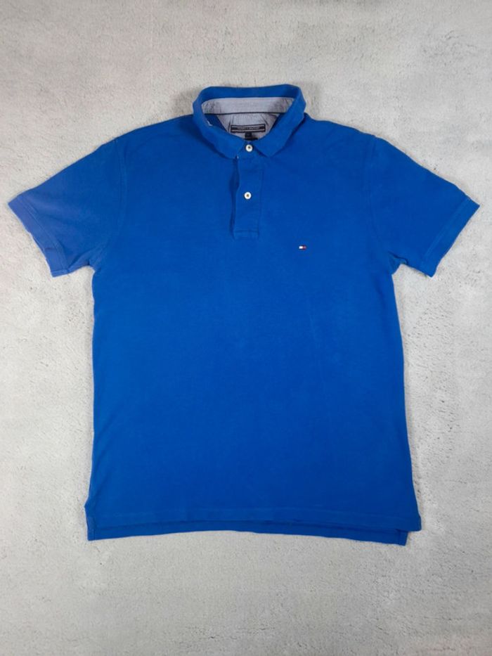 Polo Tommy Hilfiger manche courte - Bleu logo brodé - Taille L Hommes - 100% Coton - photo numéro 2