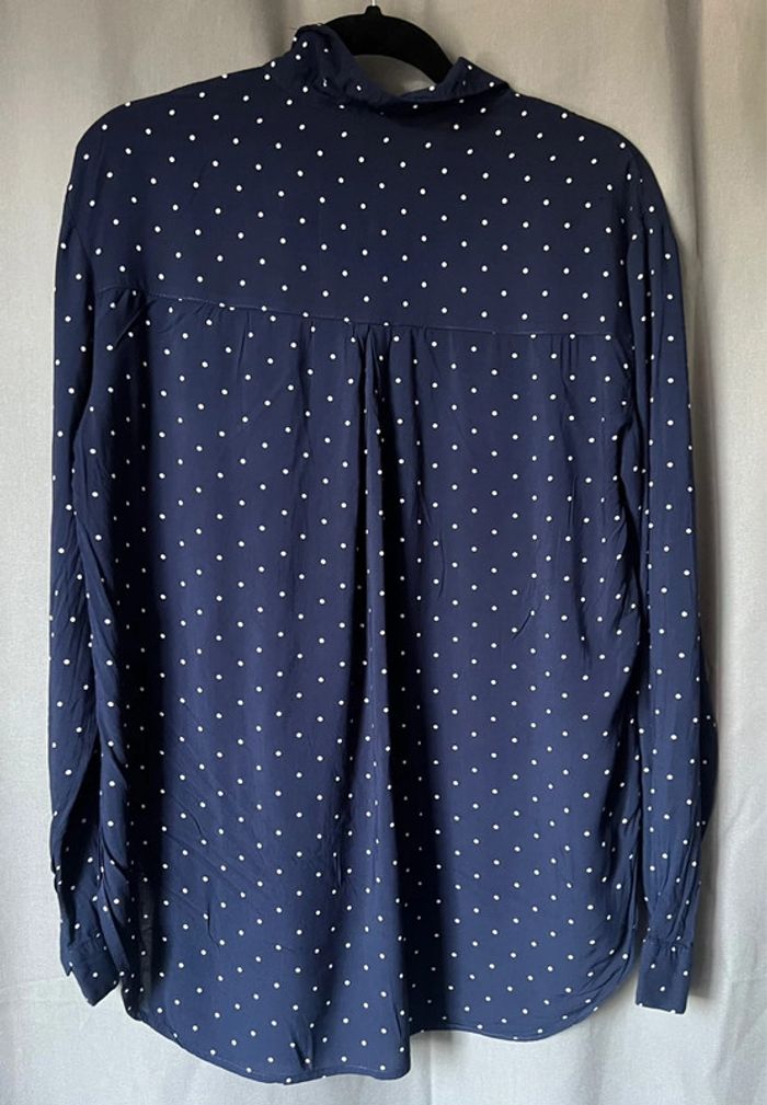 Chemise stradivarius bleu foncé à pois blanc taille L excellent état - photo numéro 2