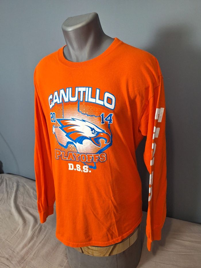 tee shirt manches longues imprime vintage gildan - canutillo eagles playoffs 2014 - taille L (502) - photo numéro 4