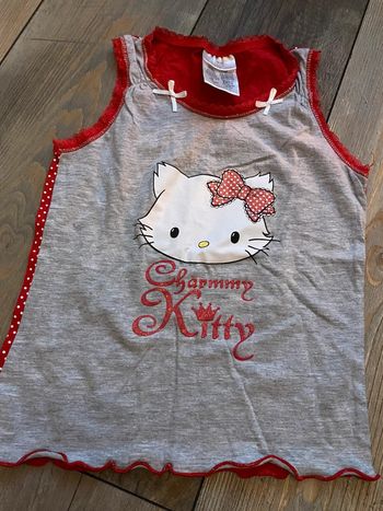 Débardeur Hello Kitty gris et rouge 6/8 ans