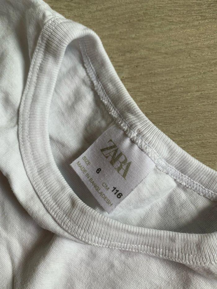 Tee-shirt blanc, Zara, 6 ans comme neuf - photo numéro 3