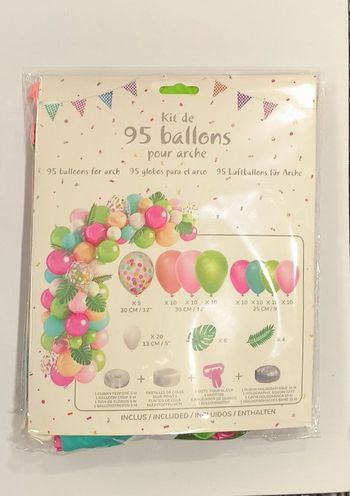 Set de 96 ballons pastels avec décor feuille jungle complet, mariage, anniversaire 