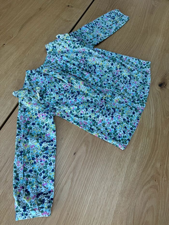 Blouse ML en tissu liberty Wiltshire tons vert/rose/marine - Taille 3 Ans - photo numéro 9