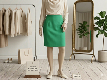 Jupe droite verte Taille 40