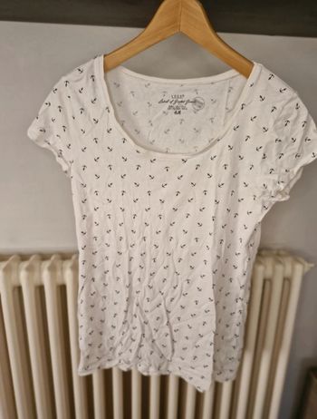 Tee-shirt h&m blanc ancre marine