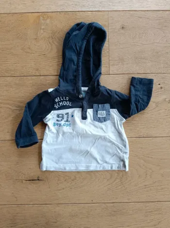 T shirt longues manches à capuche 3 Mois Gemo