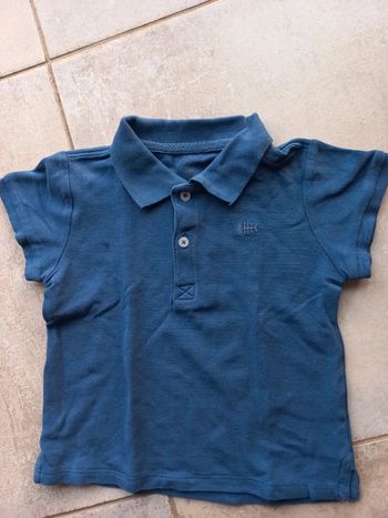 Polo bleu manches courtes Tex 23 mois