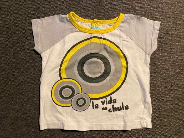T-shirt Desigual blanc/jaune/noir/gris