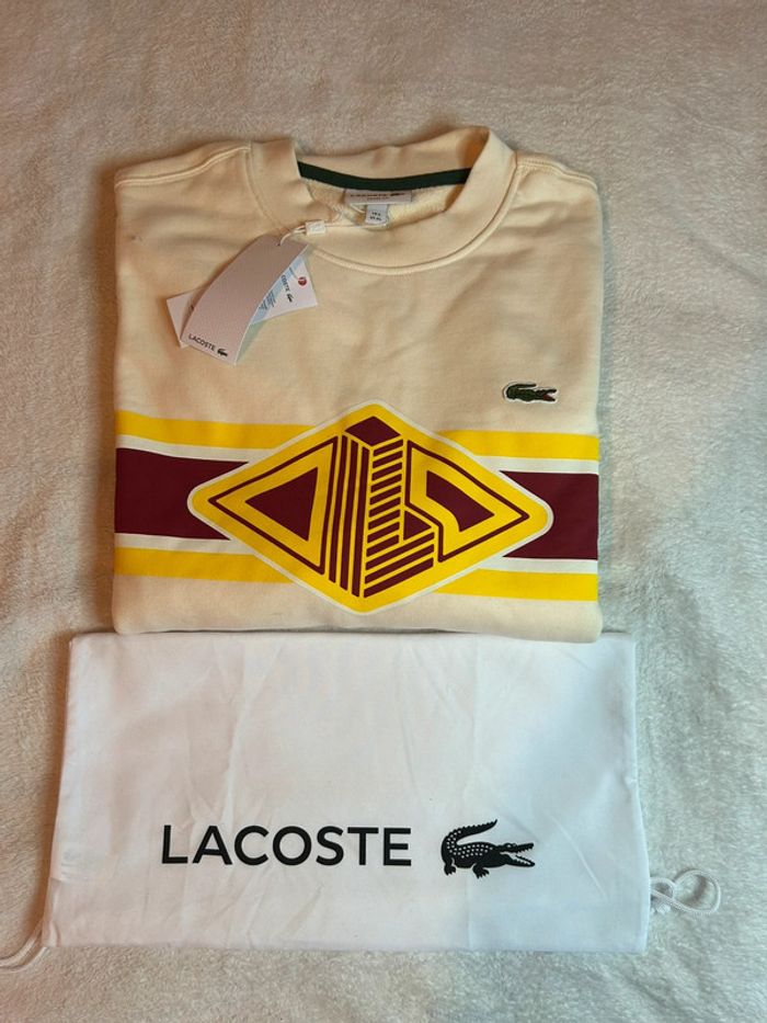 Pull Lacoste Homme Crème Taille XL - photo numéro 2