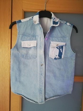 Gilet jean sans manche 10 ans fille