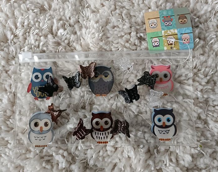 10 barettes papillons et 1 trousse oiseau