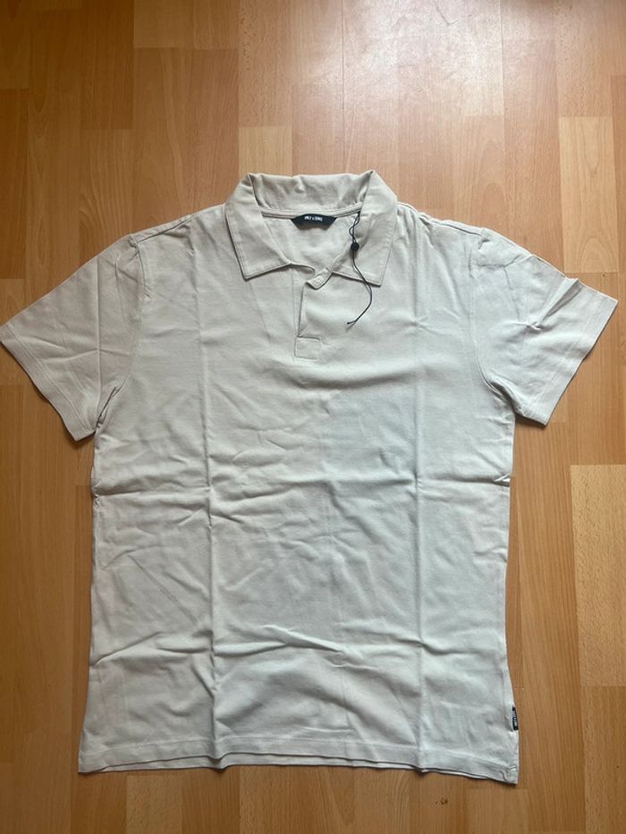 Tee shirt polo Only & Sons homme beige taille S