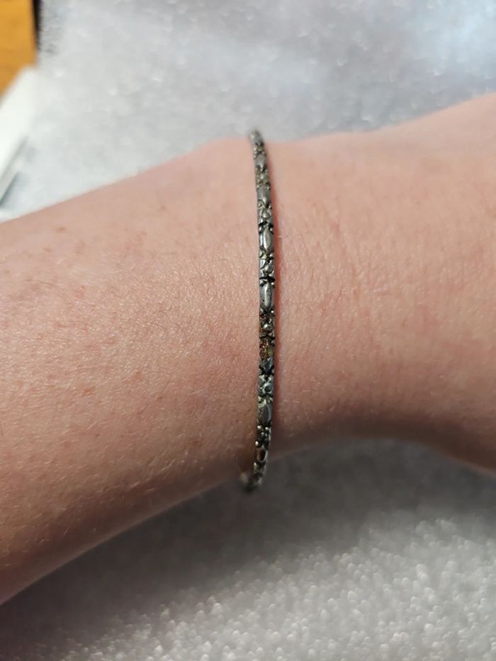 Bracelet anneau rigide argenté - photo numéro 3