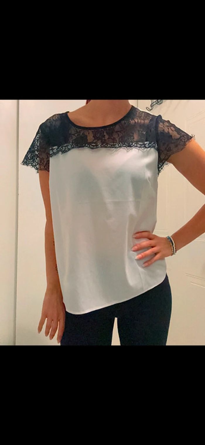 Top Blanc et Noir Taille M - photo numéro 3
