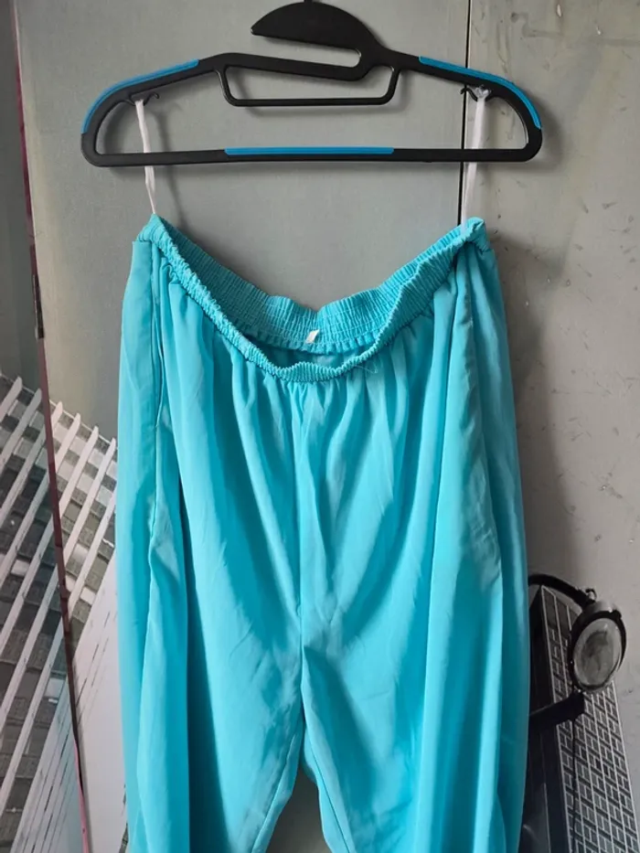 Ensemble pantalon + tunique longue bleu turquoise - photo numéro 5