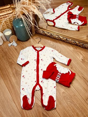 Taille 3 mois pyjama et body de Noël garçon mes petits cailloux blanc et rouge 💙