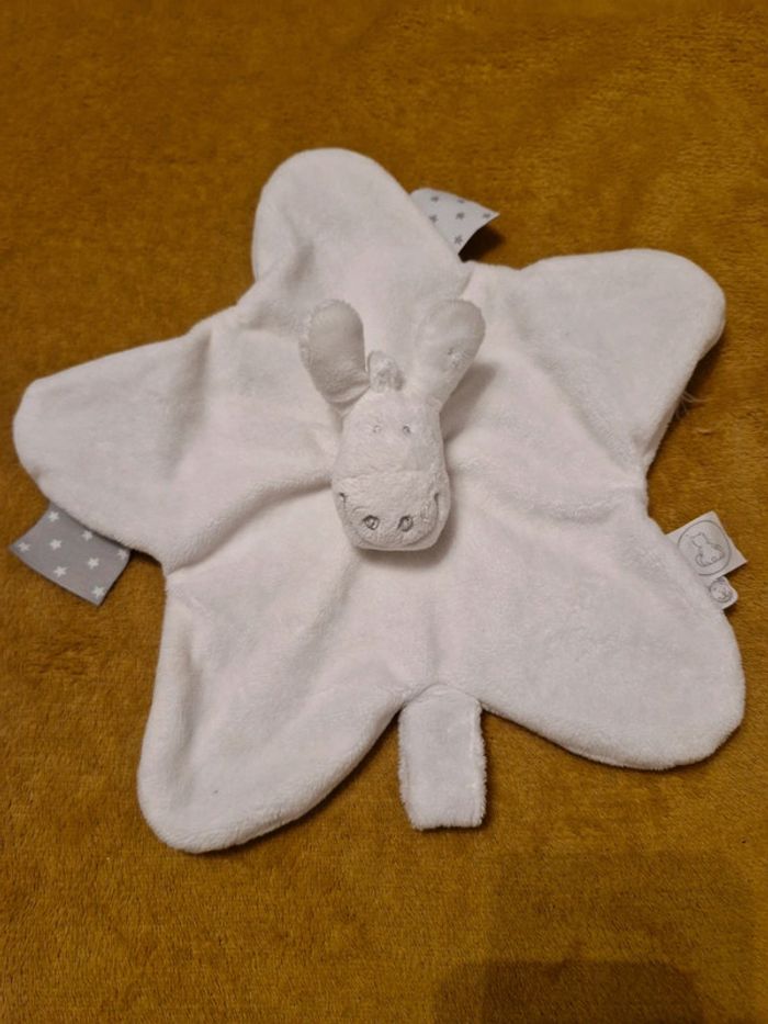Doudou attache tétine tidou Paco âne blanc